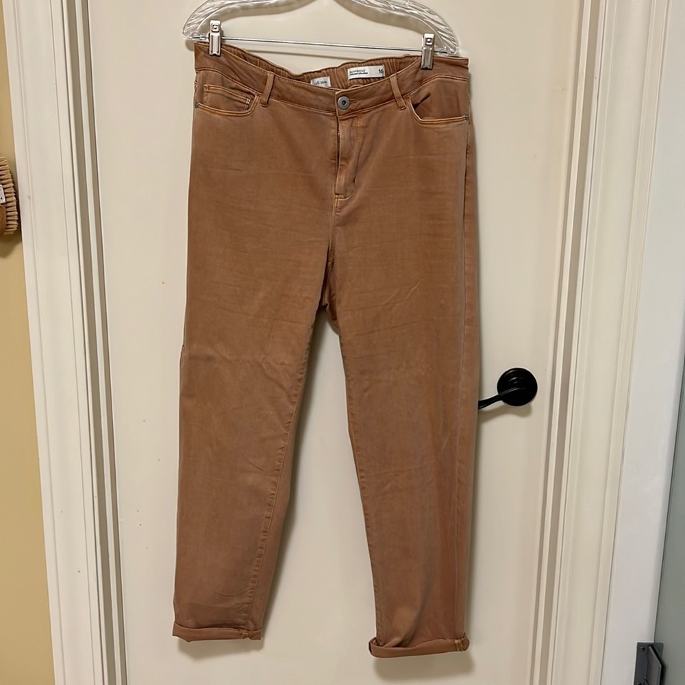 J Jill denim Boyfriend Straight leg - mustard color size 16